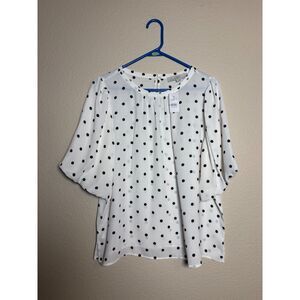 LOFT New with tags Womens Dotted Balloon Sleeve Top size M white & black